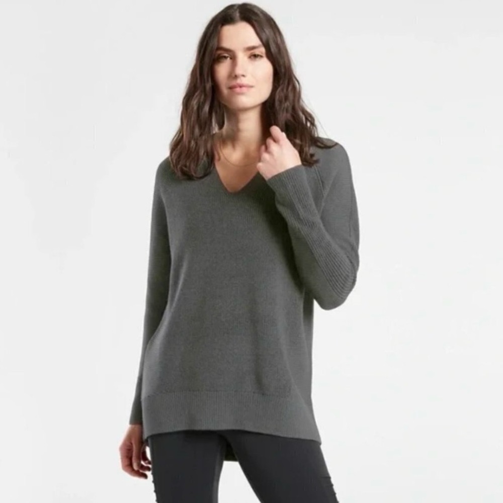 Athleta Merino Wool Cozy Hanover Refined V-Neck Sweater, Medium